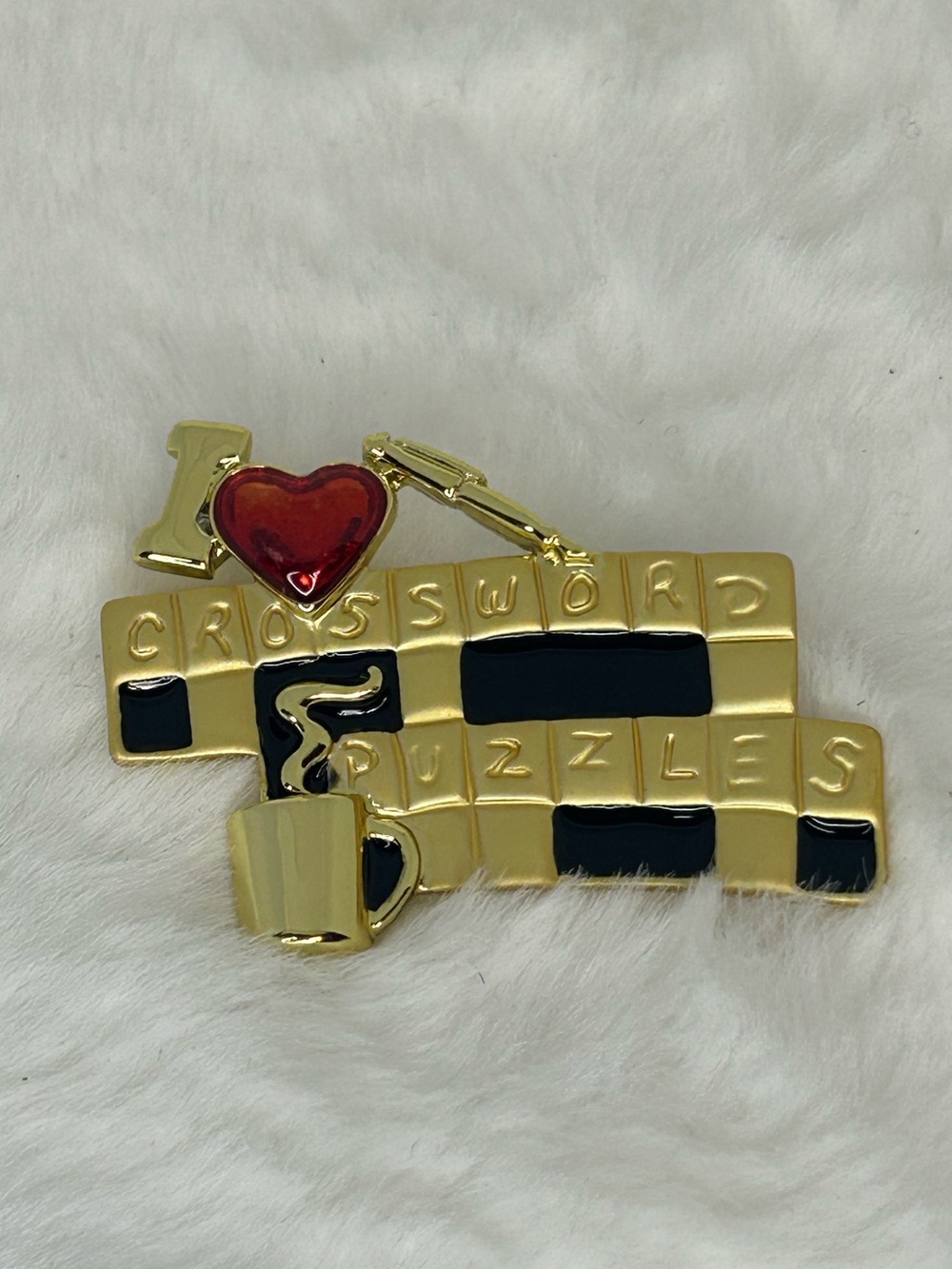 DANECRAFT I LOVE CROSSWORD PUZZLES BROOCH